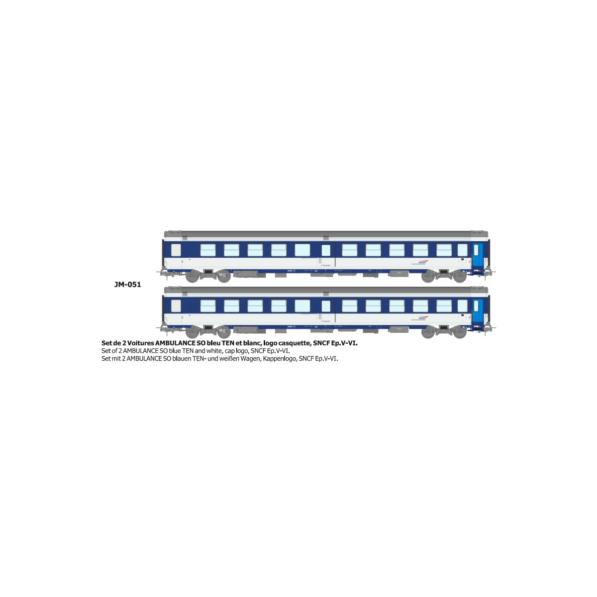 Set of 2 blue AMBULANCE cars, cap logo - REE JM051 - HO 1/87 Set of 2 blue AMBULANCE cars, cap logo - REE JM051 - HO 1/87