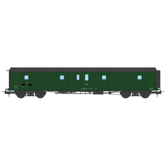 VB-353-Ree Modeles VB353 Fourgon à bogies, ex-PLM, métallisé, vert 306, SNCF, feux fonctionnels