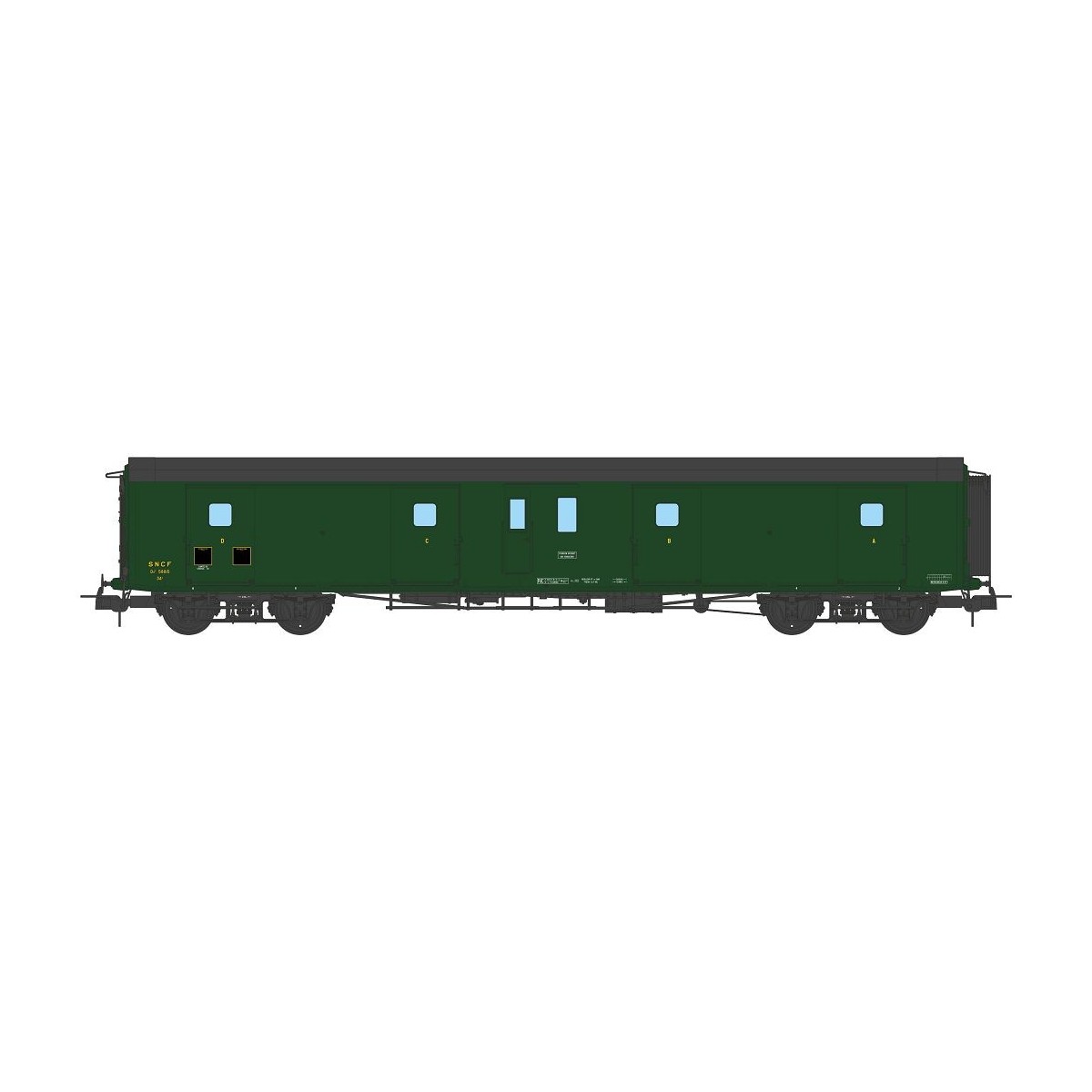 Ree Modeles VB353 Bogie van, ex-PLM, metallic, green 306, SNCF, wor...