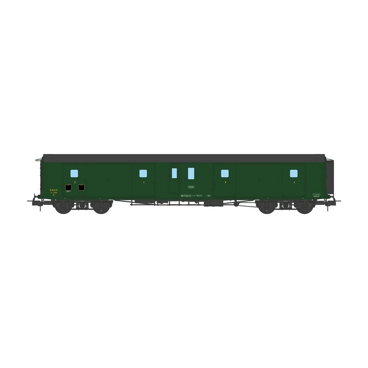 Ree Modeles VB353 Fourgon à bogies, ex-PLM, métallisé, vert 306, SNCF, feux fonctionnels Ree Modeles VB-353 - 3