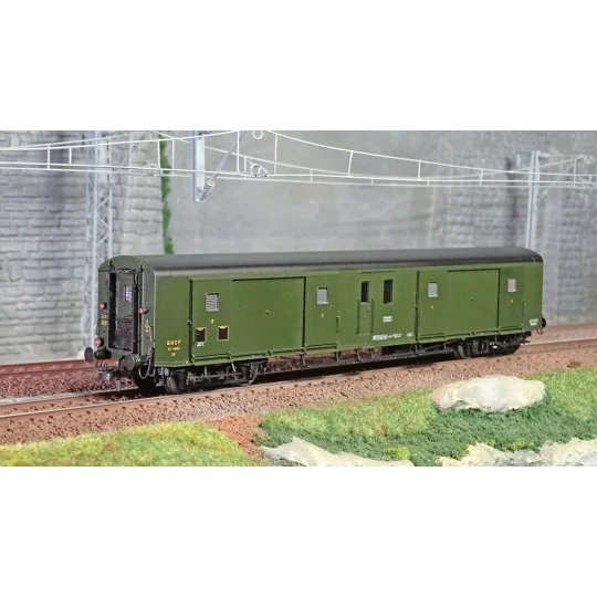 VB-353-Ree Modeles VB353 Fourgon à bogies, ex-PLM, métallisé, vert 306, SNCF, feux fonctionnels