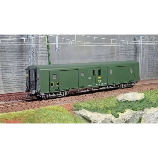 VB-356-Ree Modeles VB356 Fourgon à bogies, ex-PLM, métallisé, vert 301, SNCF, feux fonctionnels