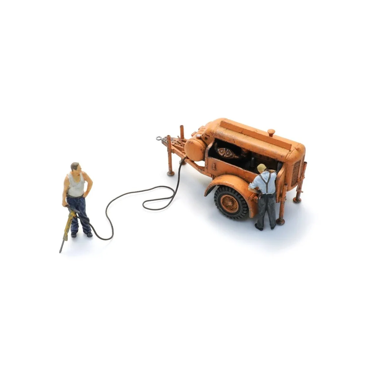 Compresseur sur remorque avec marteau-piqueur + 2 figurines Artitec...