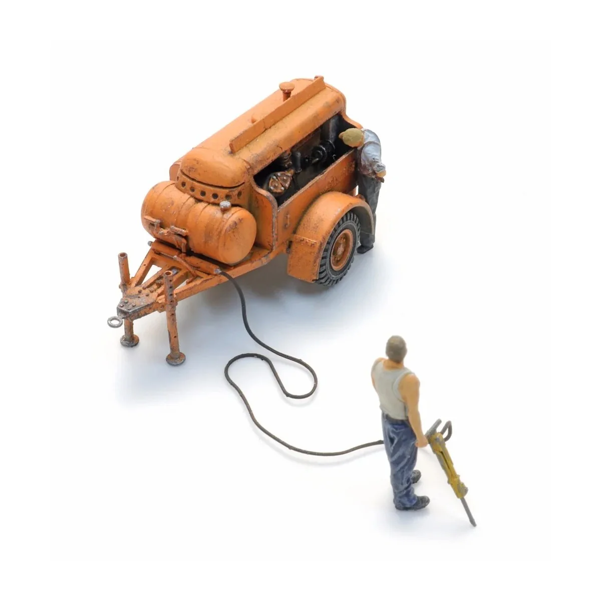 Compresseur sur remorque avec marteau-piqueur + 2 figurines Artitec...