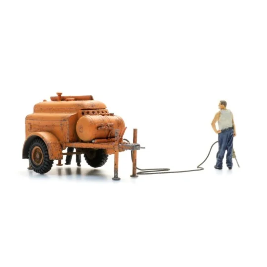 ARTI_387.611-Compresseur sur remorque avec marteau-piqueur + 2 figurines Artitec 387.611 - H0 1/87