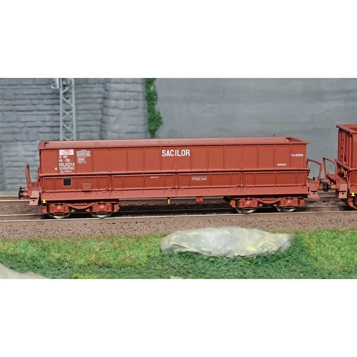 LS Models 32300 Set of 2 open wagons, SNCB, DM/DMH red UIC, SACILOR...