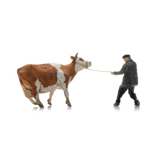 Figurines fermier avec vache obstinée Artitec 5870031 - HO 1/87 ARTI_5870031-Figurines fermier avec vache obstinée Artitec 5870031 - HO 1/87 - ARTI_5870031