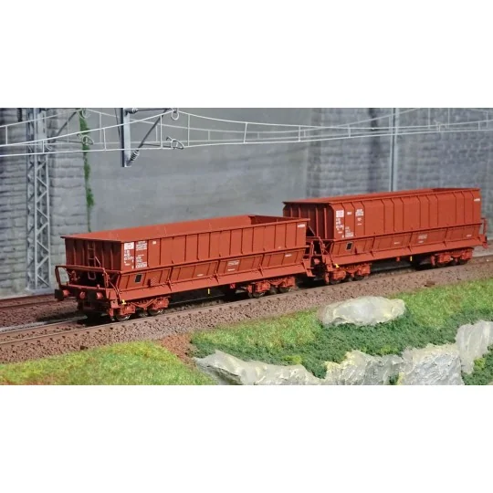 Lsm_32303-LS Models 32303 Set of 2 open wagons, SNCB, DM/DMH red UIC, SACILOR
