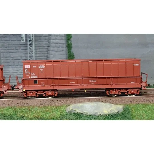 Lsm_32303-Ls Models 32303 Set de 2 wagons tombereaux, SNCB, DM / DMH rouge UIC, SACILOR