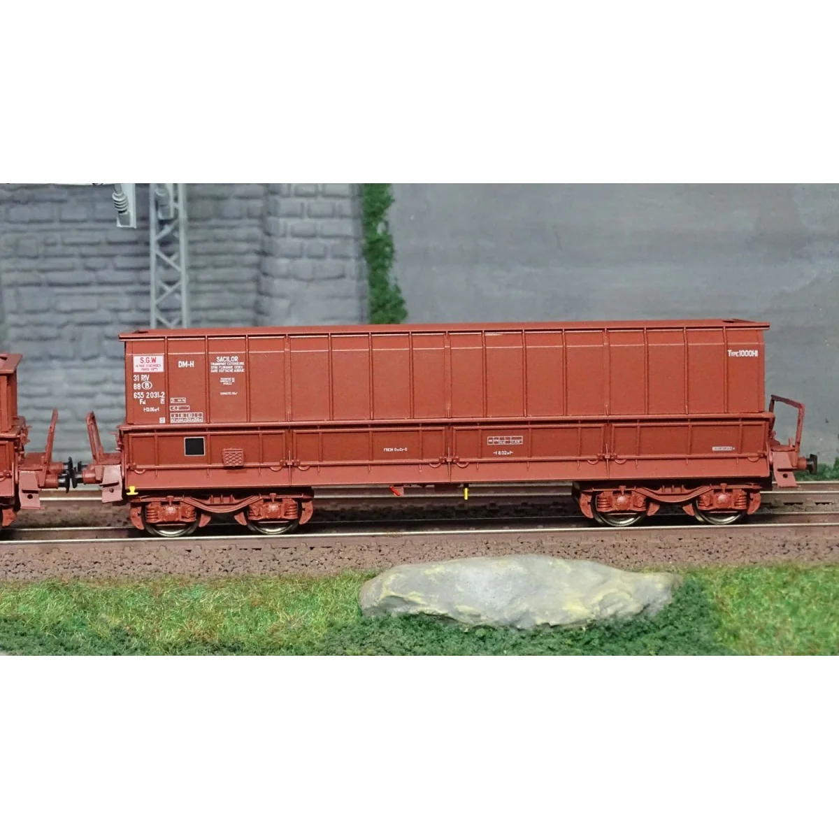 LS Models 32303 Set of 2 open wagons, SNCB, DM/DMH red UIC, SACILOR...
