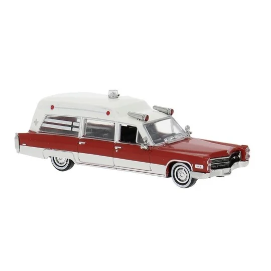 SAI_19776-Ambulance Cadillac Miller Meteor rouge/blanc 1966 - Brekina 19776 HO 1/87