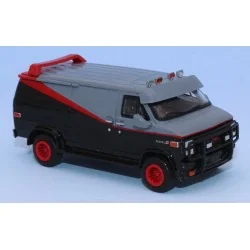 Black and red 1983 GMC Vandura utility vehicle - BREKINA 18250 HO 1/87