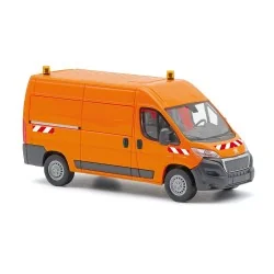 Fourgon Peugeot Boxer orange travaux - Busch 54613 - HO
