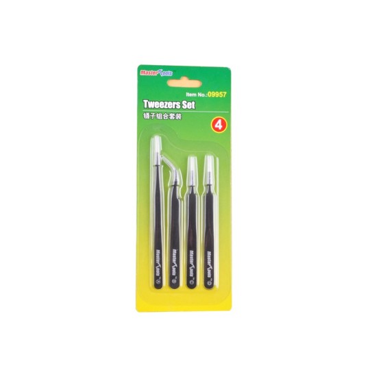Master Tools 09957 Precision Tweezers Set of 4 09957-Master Tools 09957 Precision Tweezers Set of 4