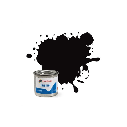 Enamel Paint: 201 - Black - Metallic - (14ml) AA6392-Humbrol AA6392 Enamel Paint 201: Metallic Black - 14ml
