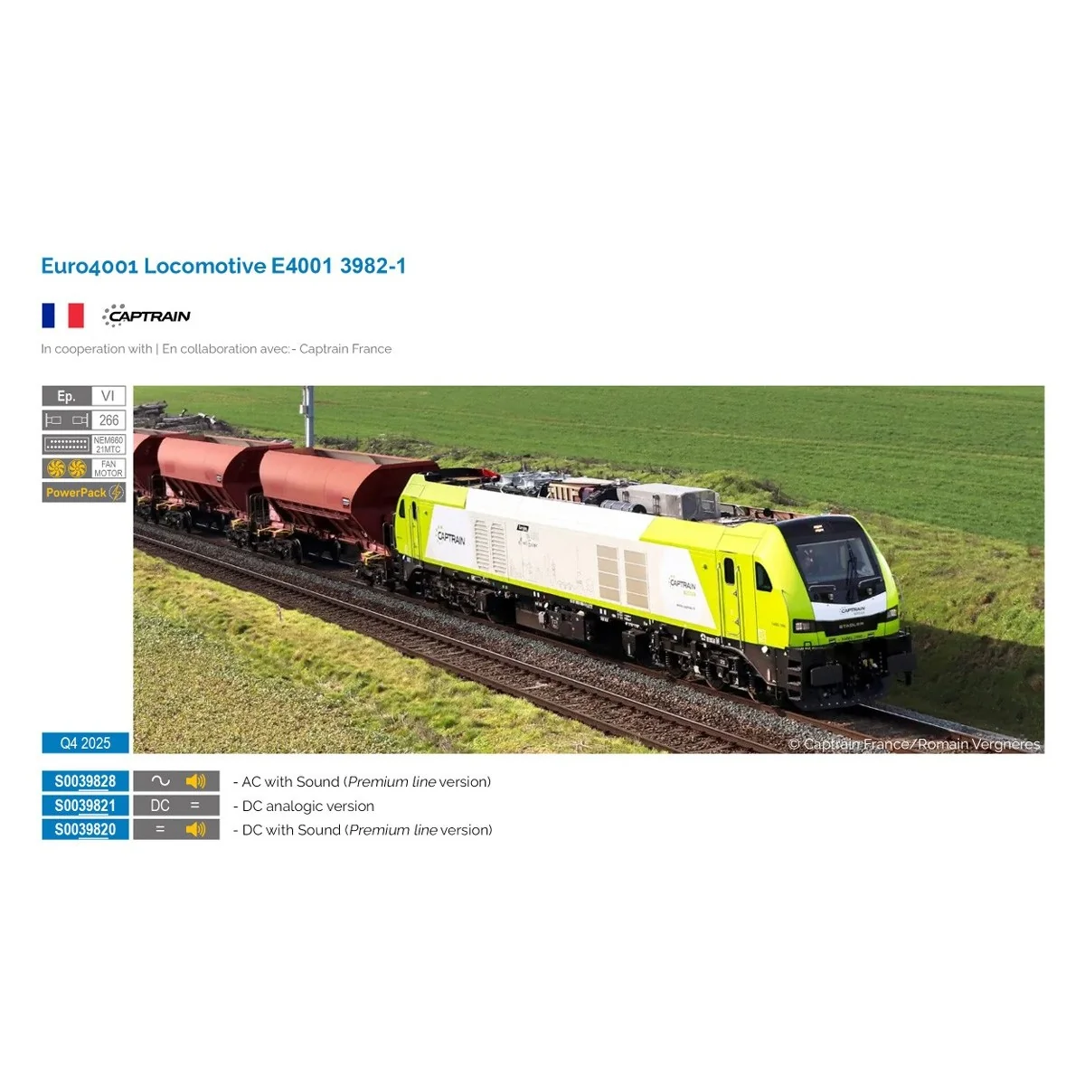 Locomotive diesel Euro4001, 3982 Captrain France, digitale sonore -... Locomotive diesel Euro4001, 3982 Captrain France, digitale sonore -...