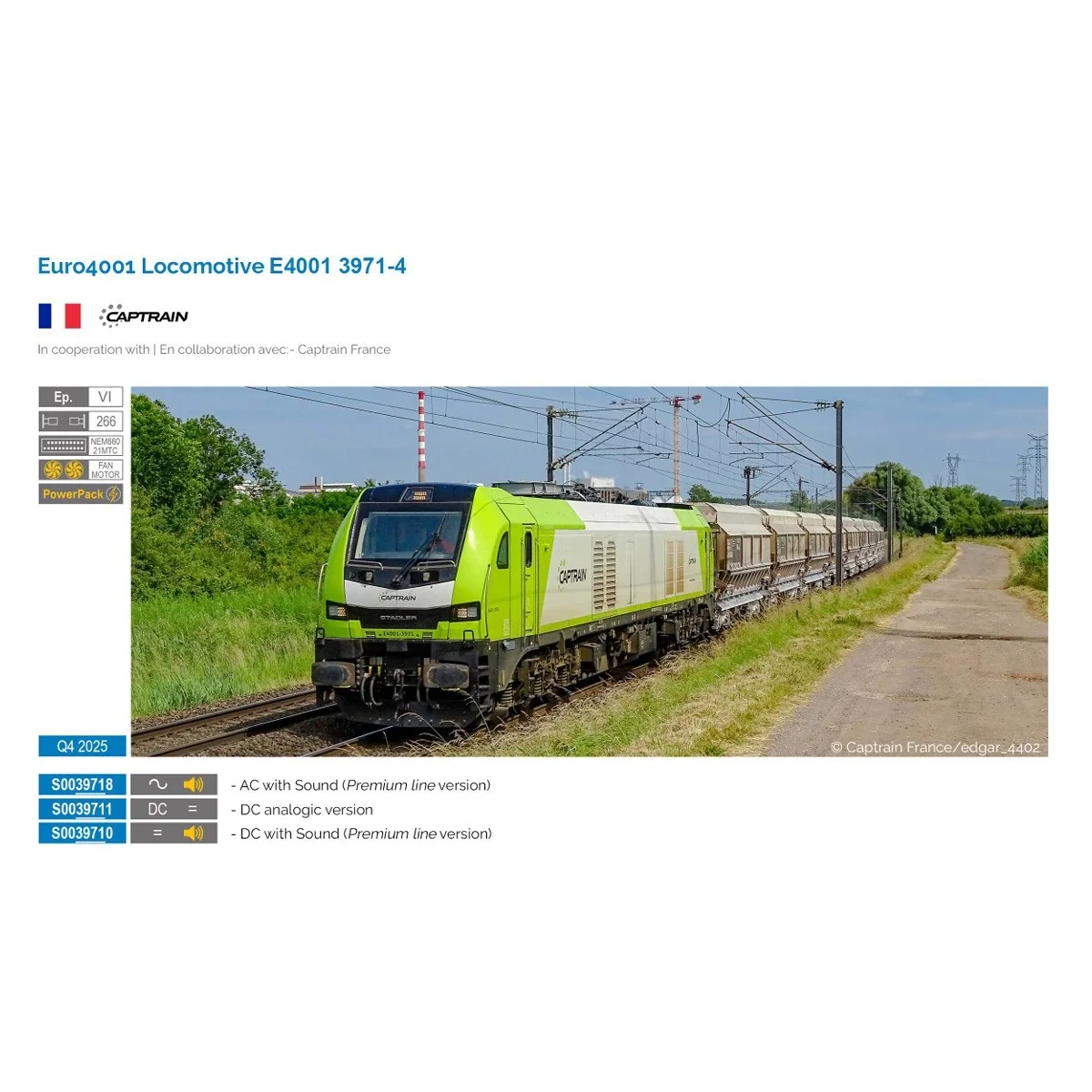 Locomotive diesel Euro4001, 3971 Captrain France - Sudexpress S0039... Locomotive diesel Euro4001, 3971 Captrain France - Sudexpress S0039...