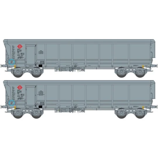 WBSE-010-Ree Modeles Sud-Express WBSE-010 Set of 2 TAMS Hopper Wagons, Grey, Y25 Bogie, ERMEWA