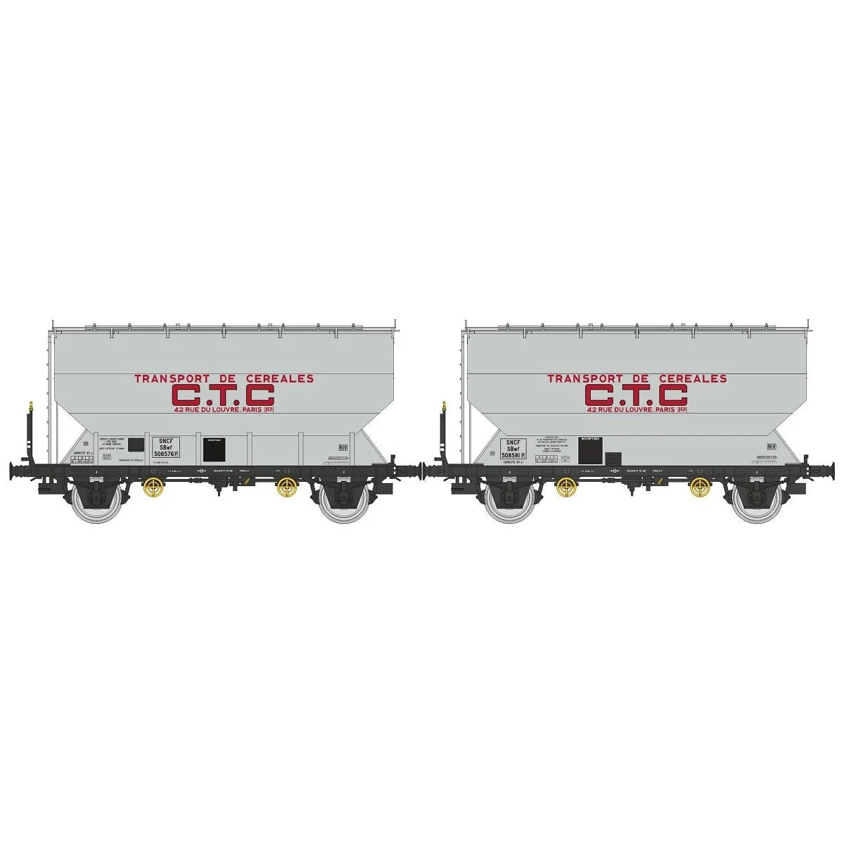 Set of 2 FAUVET-GIREL "CTC" grain wagons - REE WB880 - HO