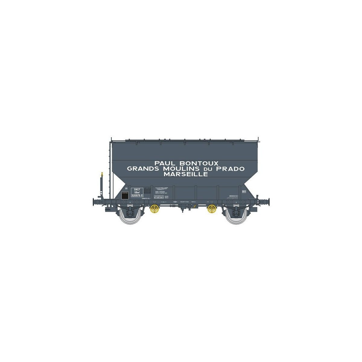 FAUVET-GIREL grain wagon, GRANDS MOULINS DU PRADO, SNCF Ep. III - R...