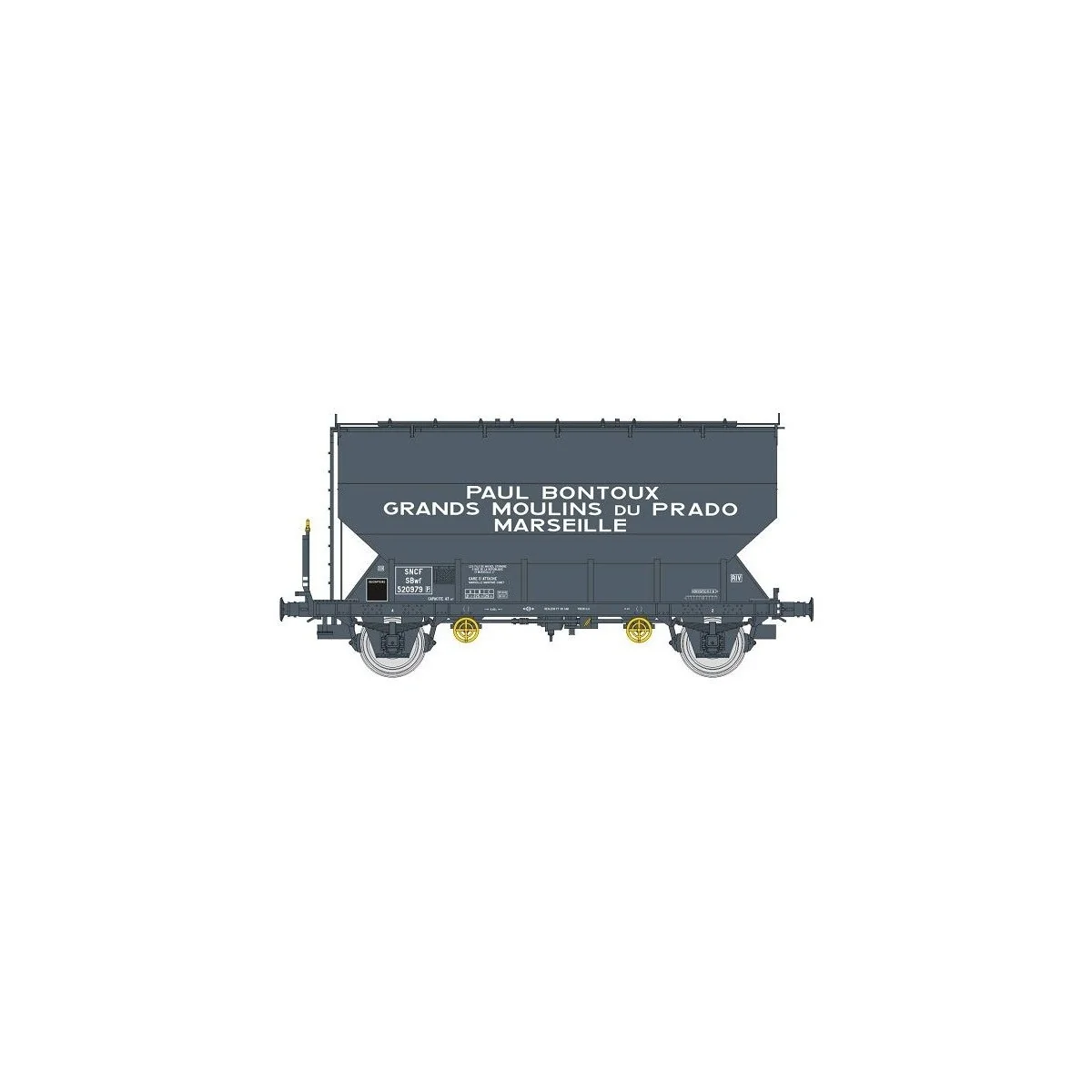 FAUVET-GIREL grain wagon, GRANDS MOULINS DU PRADO, SNCF Ep. III - R...