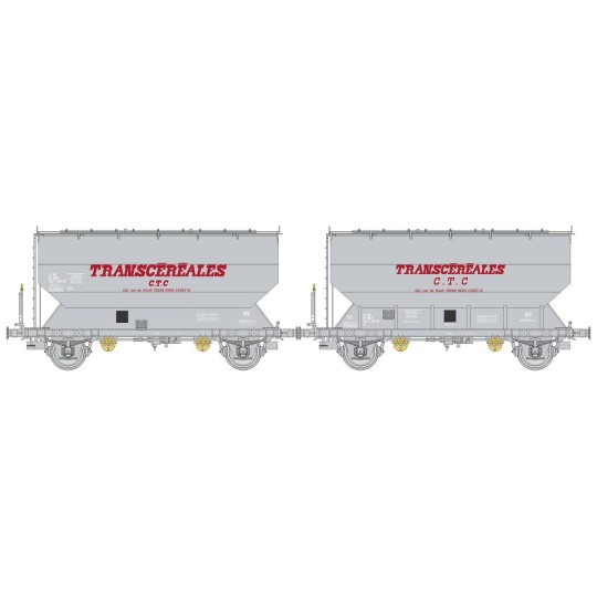 Set of 2 FAUVET-GIREL "CTC" SNCF grain wagons - REE WB885 - HO WB-885-Set of 2 FAUVET-GIREL "CTC" grain wagons - REE WB880 - HO - WB-885