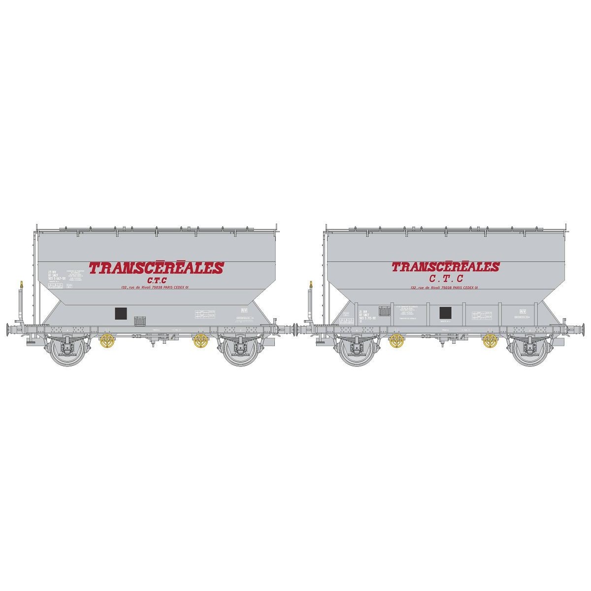 Set of 2 FAUVET-GIREL "CTC" SNCF grain wagons - REE WB885 - HO Set of 2 FAUVET-GIREL "CTC" SNCF grain wagons - REE WB885 - HO