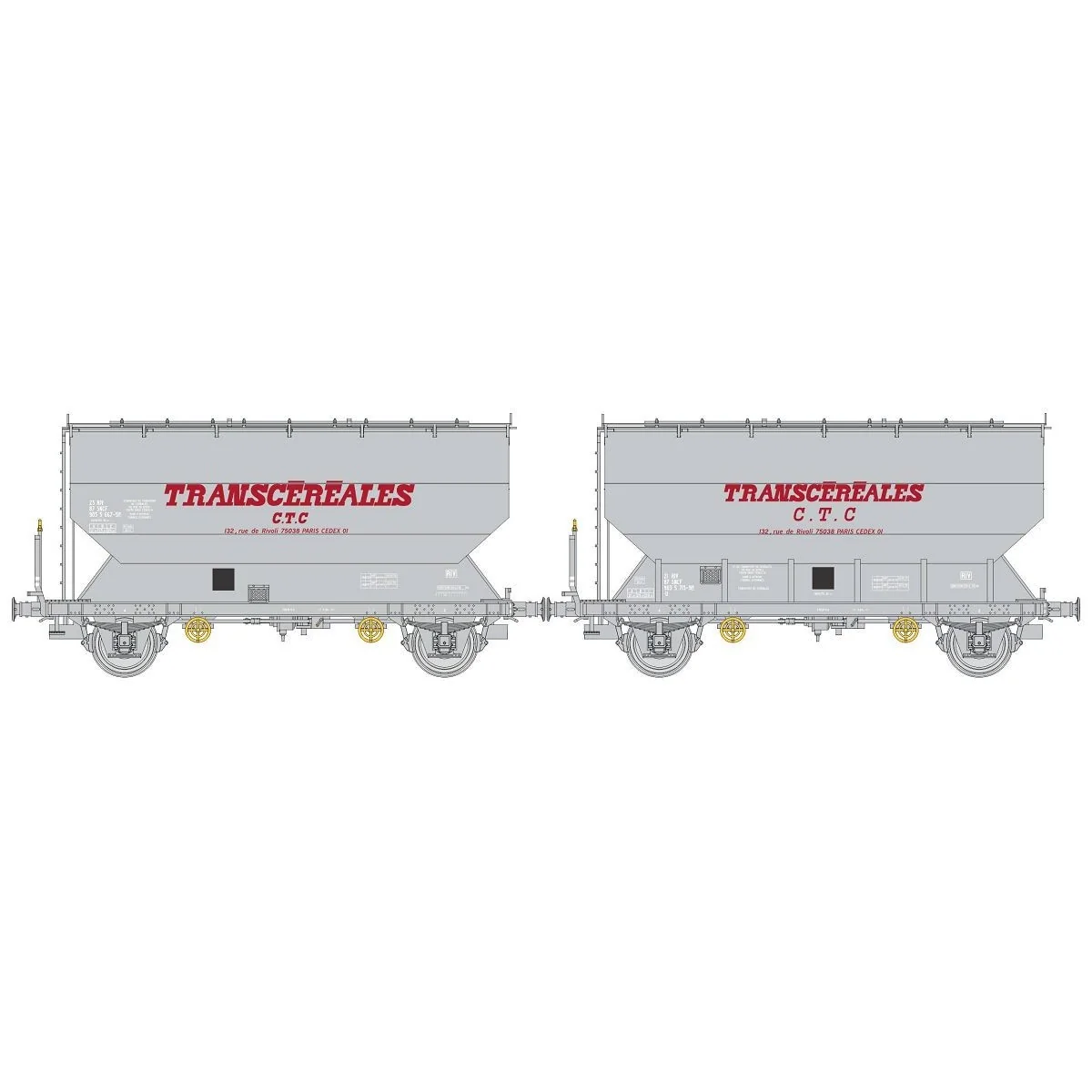 Set of 2 FAUVET-GIREL "CTC" SNCF grain wagons - REE WB885 - HO Set of 2 FAUVET-GIREL "CTC" SNCF grain wagons - REE WB885 - HO