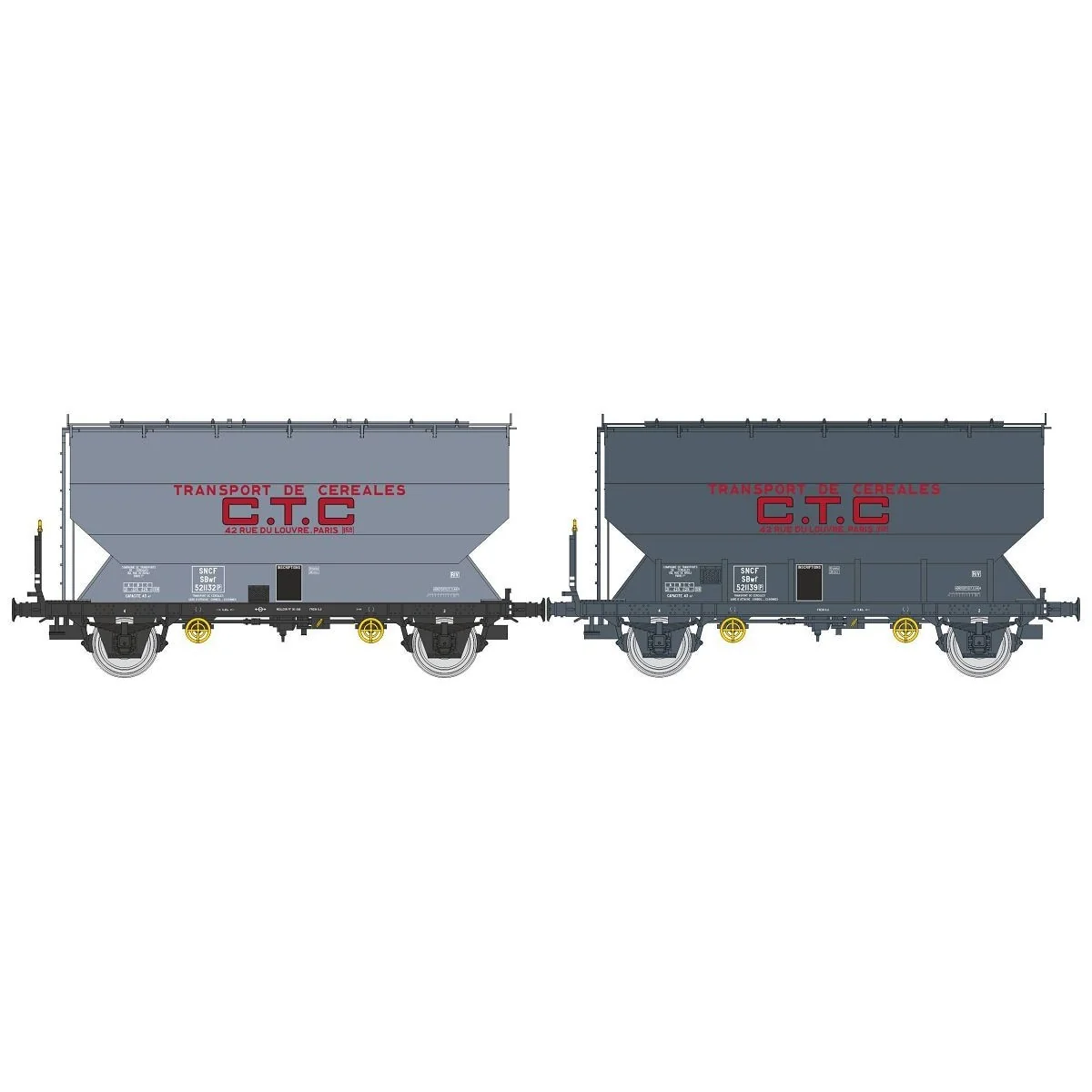 Set of 2 FAUVET-GIREL "CTC" grain wagons, SNCF Era III - REE WB887 ... Set of 2 FAUVET-GIREL "CTC" grain wagons, SNCF Era III - REE WB887 ...