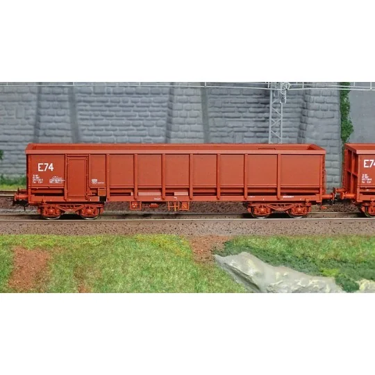 WBSE-012-Ree modeles Sud-Express WBSE-012 Set de 2 Wagons Tombereaux FAS, rouge, Bogie Y25, SNCF, E74