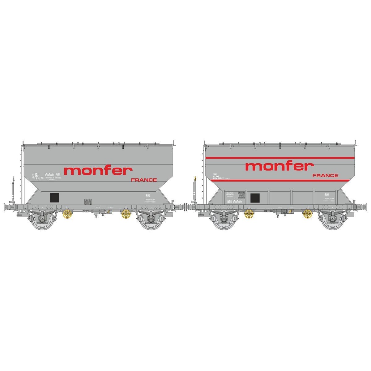 Set of 2 FAUVET-GIREL "MONFER" grain wagons, SNCF, Era IV - REE WB8...
