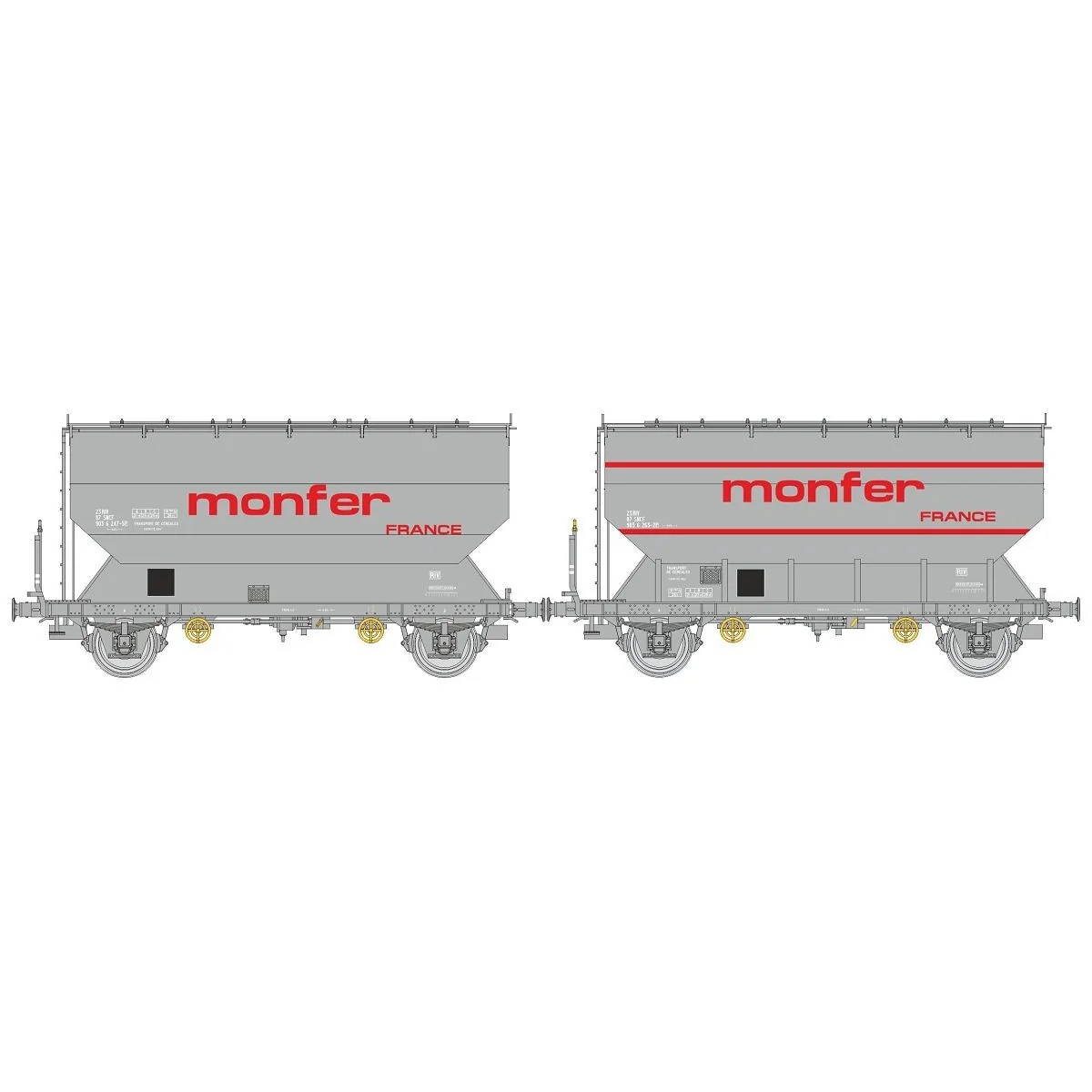 Set of 2 FAUVET-GIREL "MONFER" grain wagons, SNCF, Era IV - REE WB8...