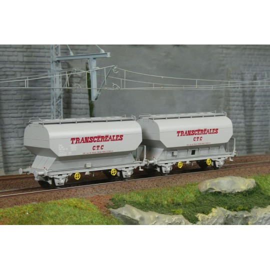Set of 2 FAUVET-GIREL "CTC" SNCF grain wagons - REE WB885 - HO WB-885-Set of 2 FAUVET-GIREL "CTC" grain wagons - REE WB880 - HO - WB-885