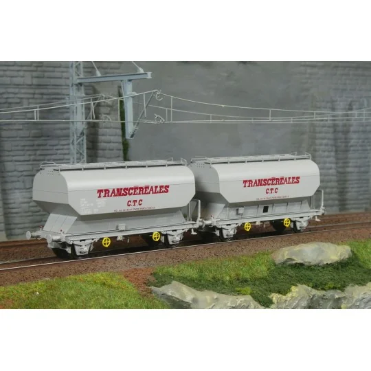 Set of 2 FAUVET-GIREL "CTC" SNCF grain wagons - REE WB885 - HO WB-885-Set of 2 FAUVET-GIREL "CTC" SNCF grain wagons - REE WB885 - HO