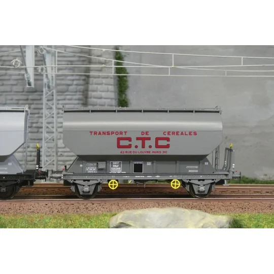 Set of 2 FAUVET-GIREL "CTC" grain wagons, SNCF Era III - REE WB887 ... WB-887-Set of 2 FAUVET-GIREL "CTC" grain wagons, SNCF Era III - REE WB887 - HO