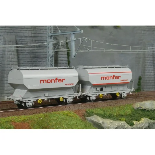 WB-892-Set of 2 FAUVET-GIREL "MONFER" grain wagons, SNCF, Era IV - REE WB892 - HO