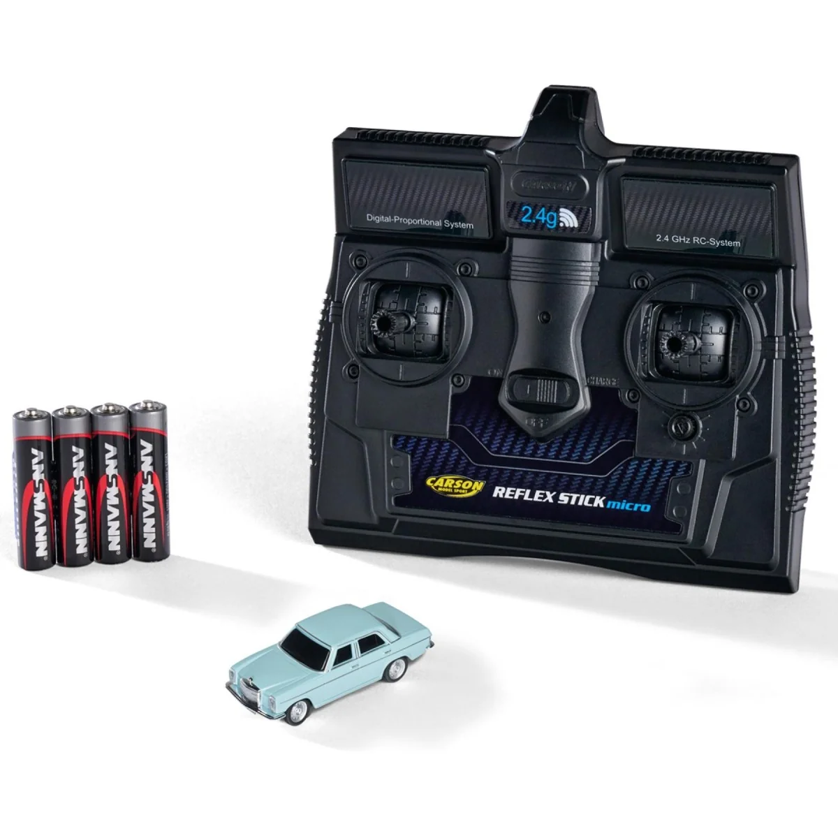 Voiture RC Mercedes-Benz 200/8 bleue 1/87 Carson HO Voiture RC Mercedes-Benz 200/8 bleue 1/87 Carson HO