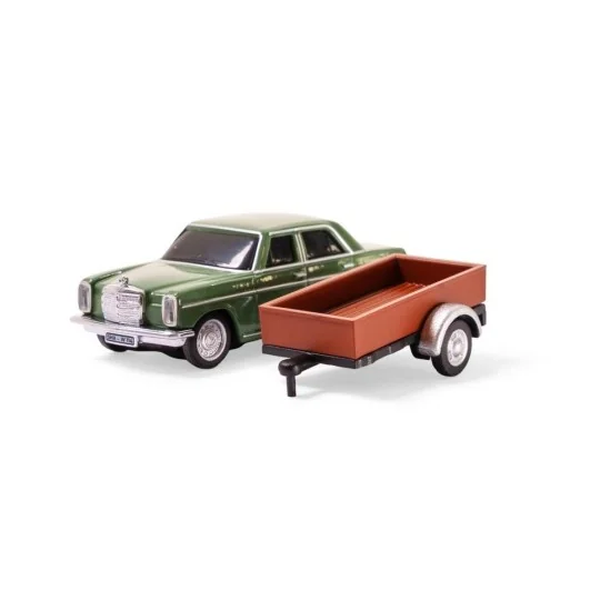 500504169-Voiture RC Mercedes-Benz 200/8 verte + remorque 1/87 HO Carson - 500504169