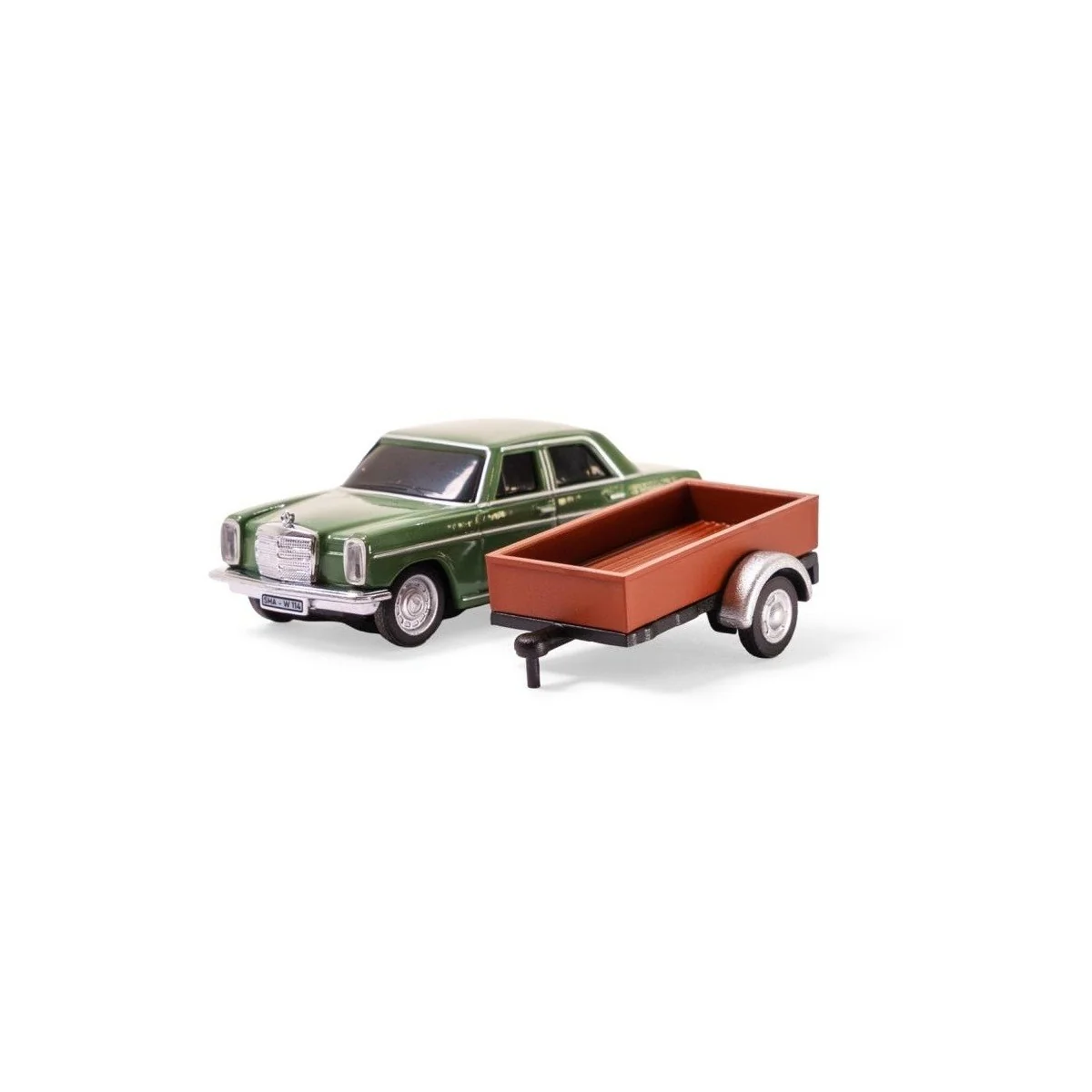 Voiture RC Mercedes-Benz 200/8 verte + remorque 1/87 HO Carson