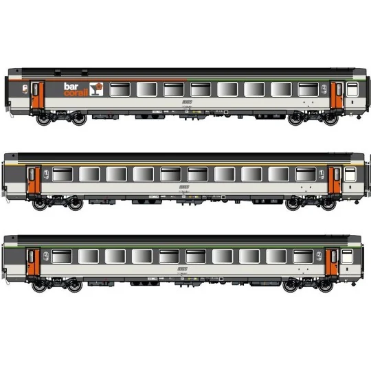 Set de 3 voitures VTU Corail avec voiture-bar B5rtux / A10tu / B11t... LSM_41996-Set de 3 voitures VTU Corail avec voiture-bar B5rtux / A10tu / B11tu - LS Models 41996 - HO