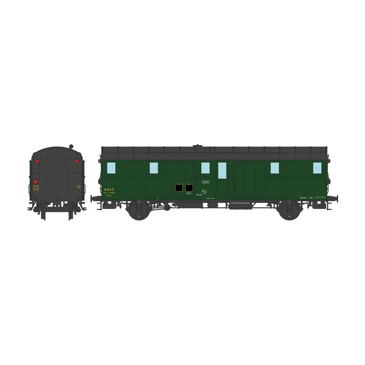 Ree Modeles VB312 OCEM 32 baggage car, black roof and ends, working...