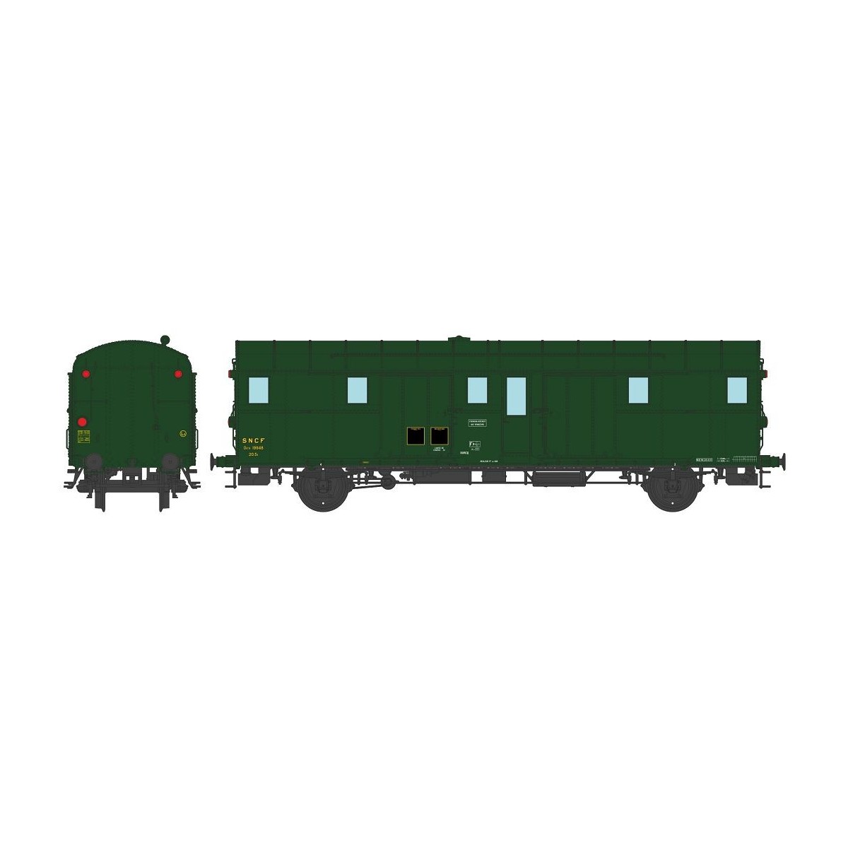Ree Modeles VB315 Voiture fourgon OCEM 32, vert 306, feux fonctionnels, REGION EST, SNCF Ree Modeles VB-315 - 3
