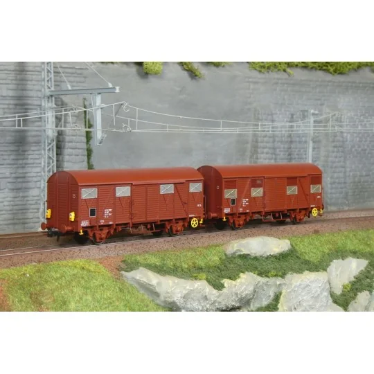 Jouef HJ6325 HO 1/87 type GS covered wagon set (2 wagons) HJ6325-Jouef HJ6325 HO 1/87 type GS covered wagon set (2 wagons)