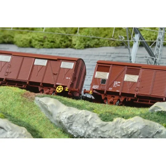 Jouef HJ6325 HO 1/87 type GS covered wagon set (2 wagons) HJ6325-Jouef HJ6325 HO 1/87 type GS covered wagon set (2 wagons)