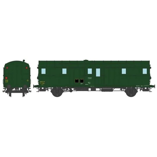 VB-318-Ree Modeles VB318 Voiture fourgon OCEM 32, vert 306, feux fonctionnels, REGION SUD-OUEST, SNCF