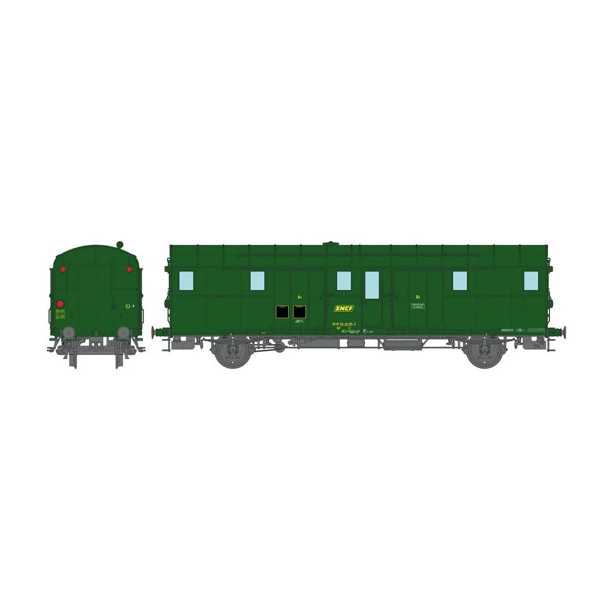 Ree Modeles VB319 Voiture fourgon OCEM 32, vert 301, feux fonctionnels, REGION EST, SNCF Ree Modeles VB-319 - 3