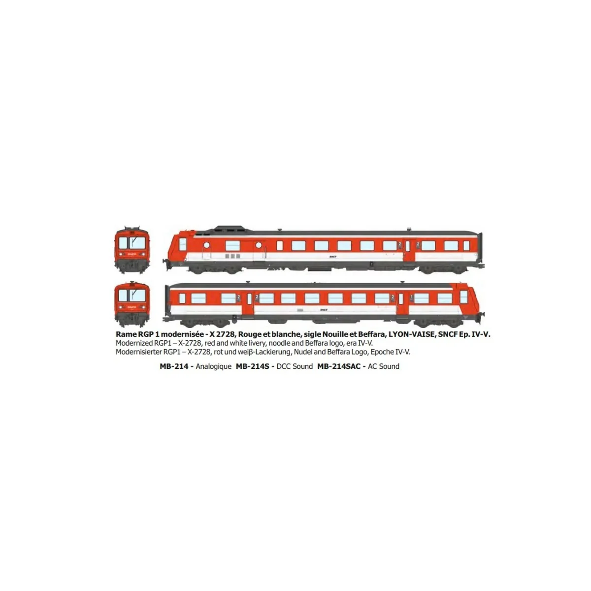 Autorail RGP 1 modernisée X2728, Rouge, logo nouille, Lyon-Vaise, S... Autorail RGP 1 modernisée X2728, Rouge, logo nouille, Lyon-Vaise, S...