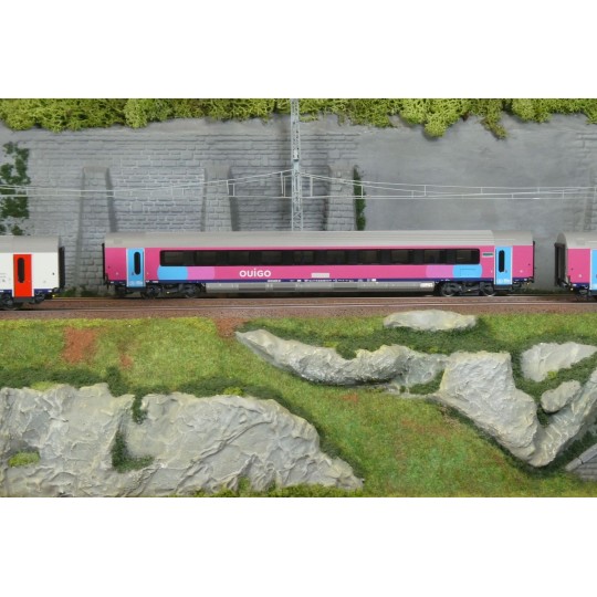 LSM_43057-LS Models 41252DC Set of 3 original Corail coaches (VU + VTU), driving trailer, SNCF, Nouille logo, lights - LSM_43057DC