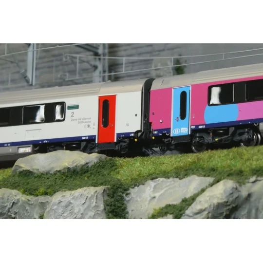LSM_43057-Set de 3 voitures voyageurs I11 OUIGO réversible, SNCB / SNCF, LS Models 43057 H0