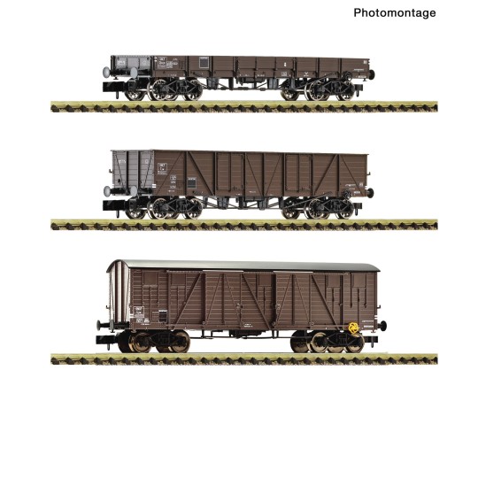 Set of 3 TP type freight wagons, SNCF - Fleischmann 6660167 - N 1/160 FLE_6660167-Fleischmann SNCF N scale 6660167 freight wagon set (3 wagons) - FLE_6660167